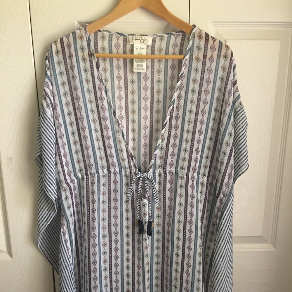 Jessica Simpson White Swim Coverup L